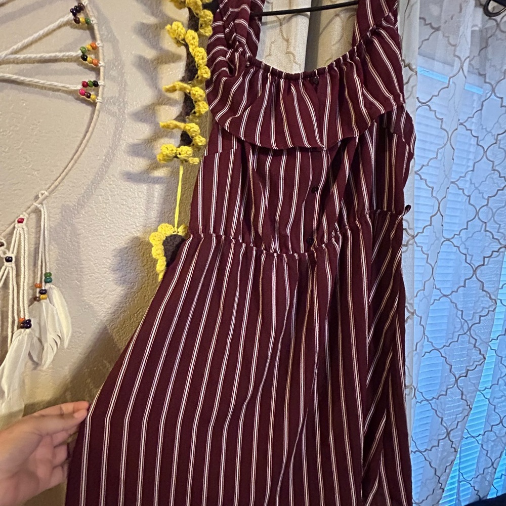 Fashion Nova Burgundy Striped Mini Dress